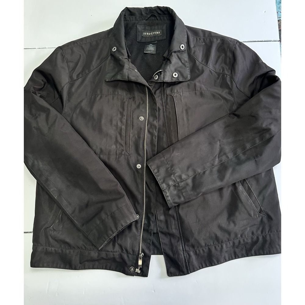 Structure Men's Black Full Zip Jacket Fleece Lined Lightweight Size M